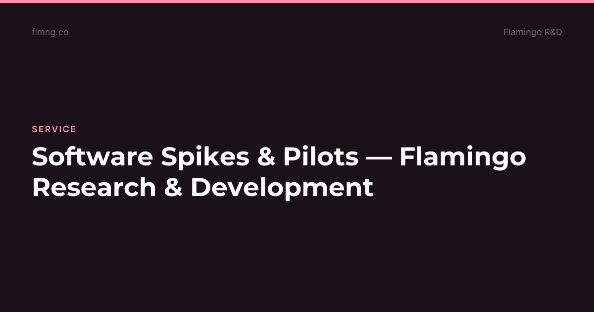 Software Spikes & Pilots — Flamingo Research & Development